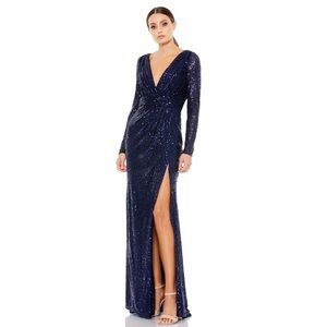 Mac Duggal 26490 NWT SEQUINED LONG SLEEVE GOWN